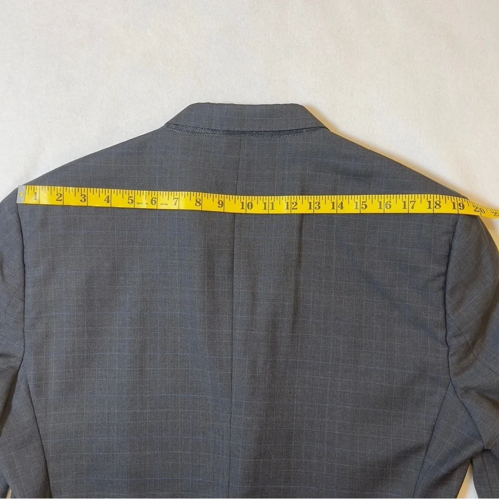 Pronto Uomo Signature Italian Wool Suit Gray Blue Plaid Tollegno 1900 Super 120s